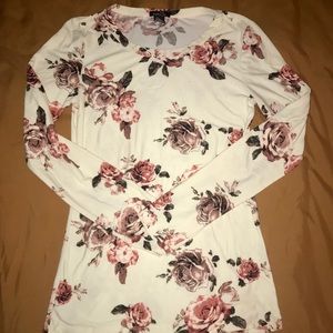 Ivory & floral long sleeve top